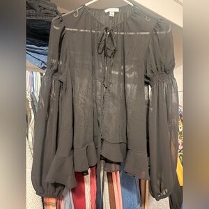 Topshop Black Sheer Blouse